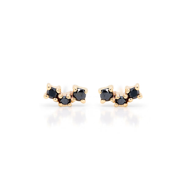 Gold stud earrings with black diamonds 0.030 ct | JewelryAndGems.eu
